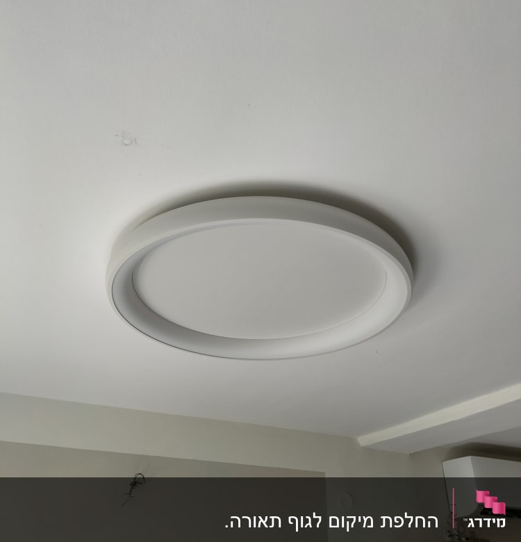 מנורת תקרה עגולה מותקנת על תקרה לבנה